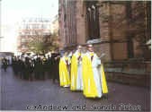 Rev. Nigel Abbot, now Canon Abbot,  a previous vicar in procession during the 1970's