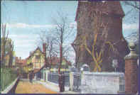 Priory Row in 1918 with old wooden bell tower